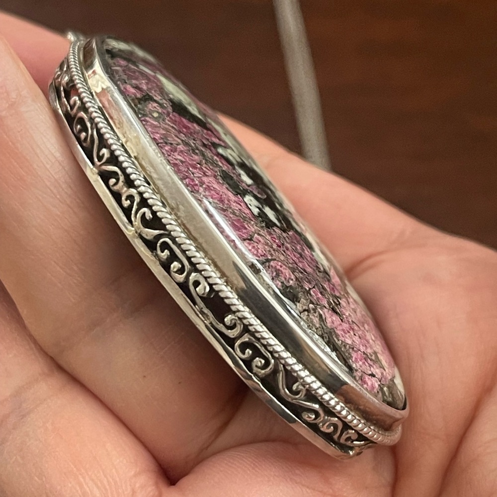 Natural Eudialyte Solid Sterling Silver Pendant A… - image 3